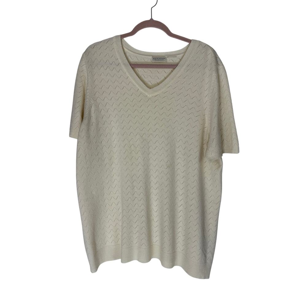 White Stag Women's Plus‎ Ivory Grandmacore Cozy Knit Preppy Lighweight Sweater L